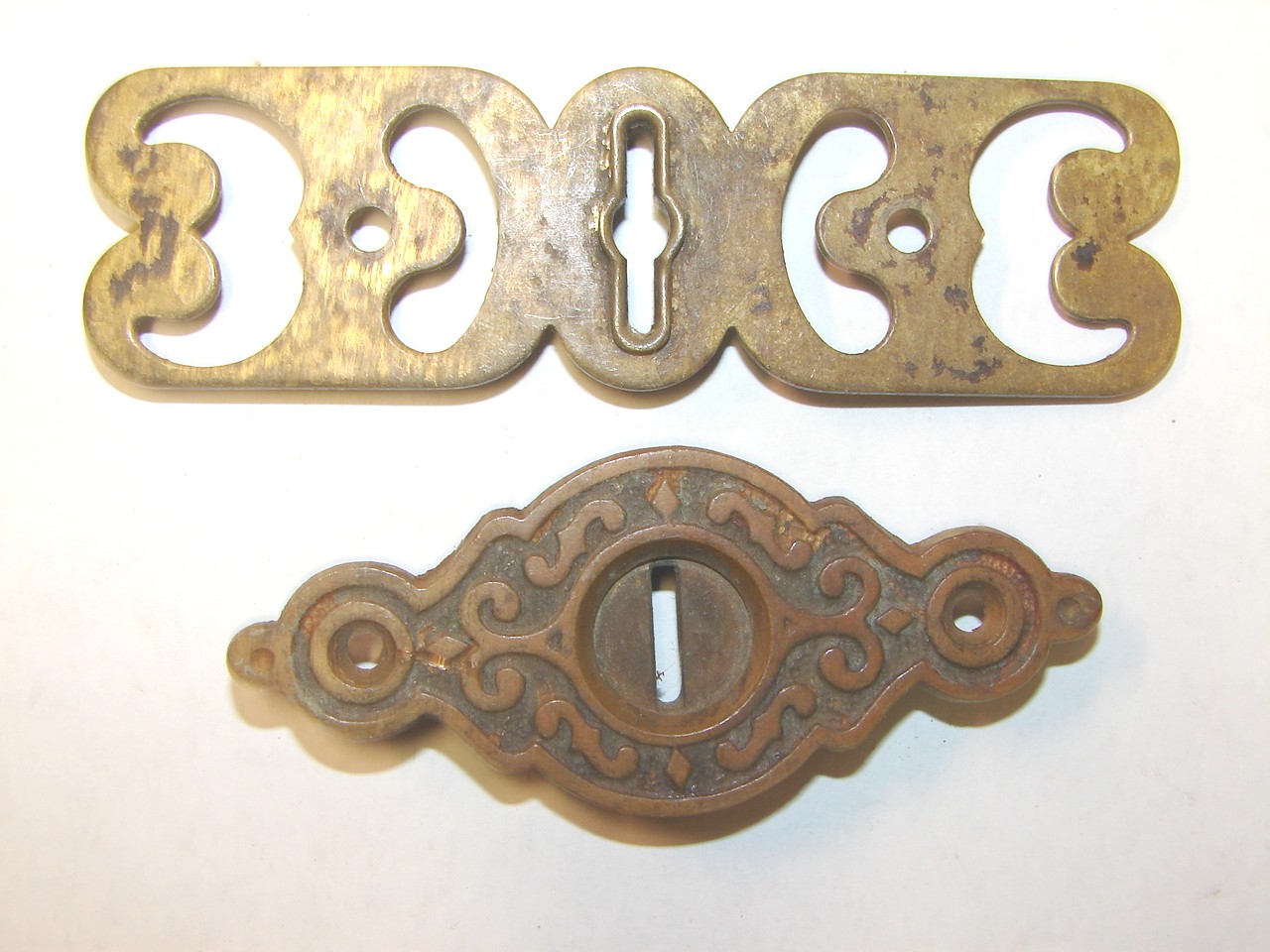 Antique hardware, desk escutcheons