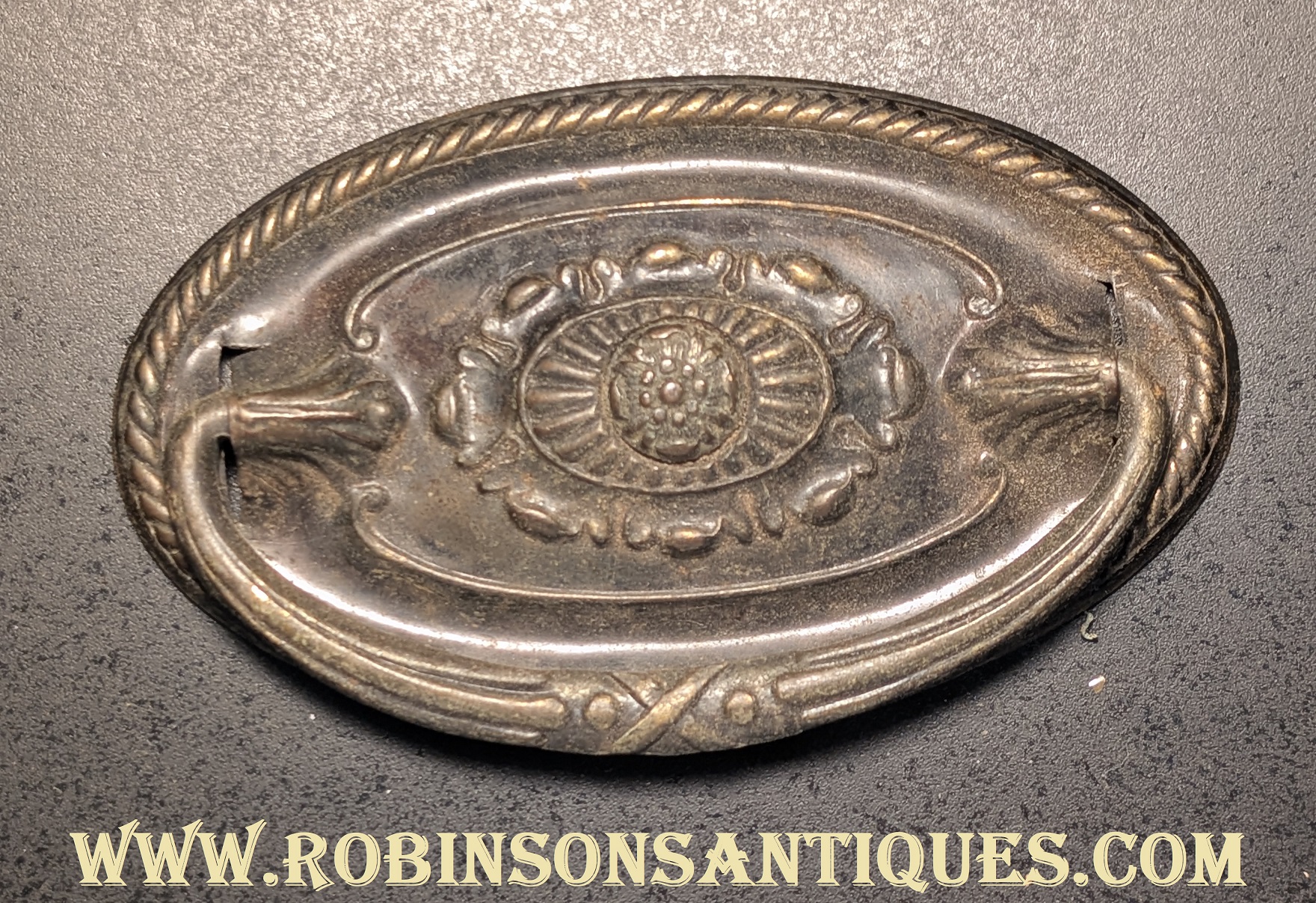 Antique Stamped Oval Single Post Drawer Pulls