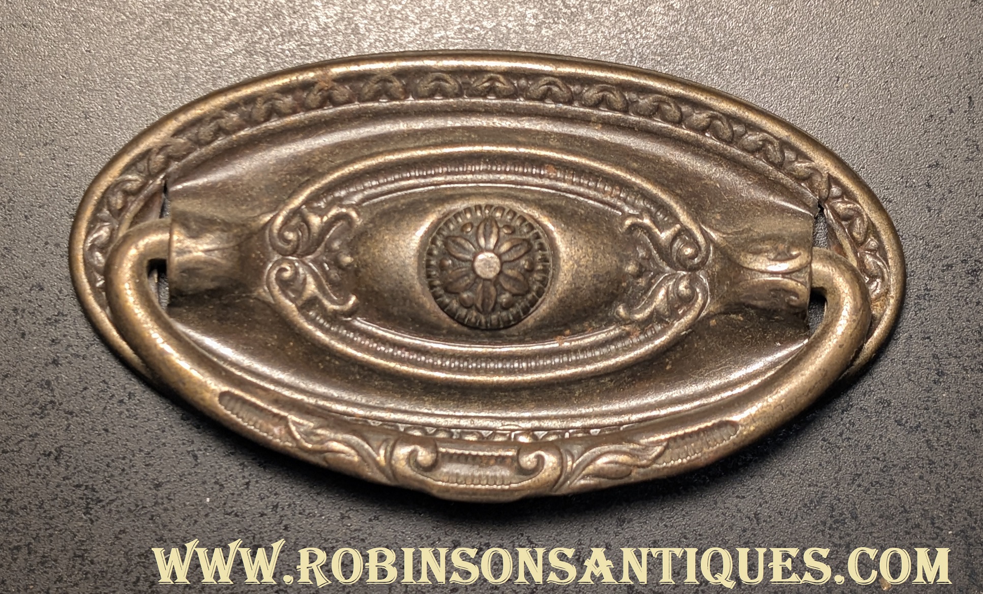 Antique Stamped Oval Single Post Drawer Pulls