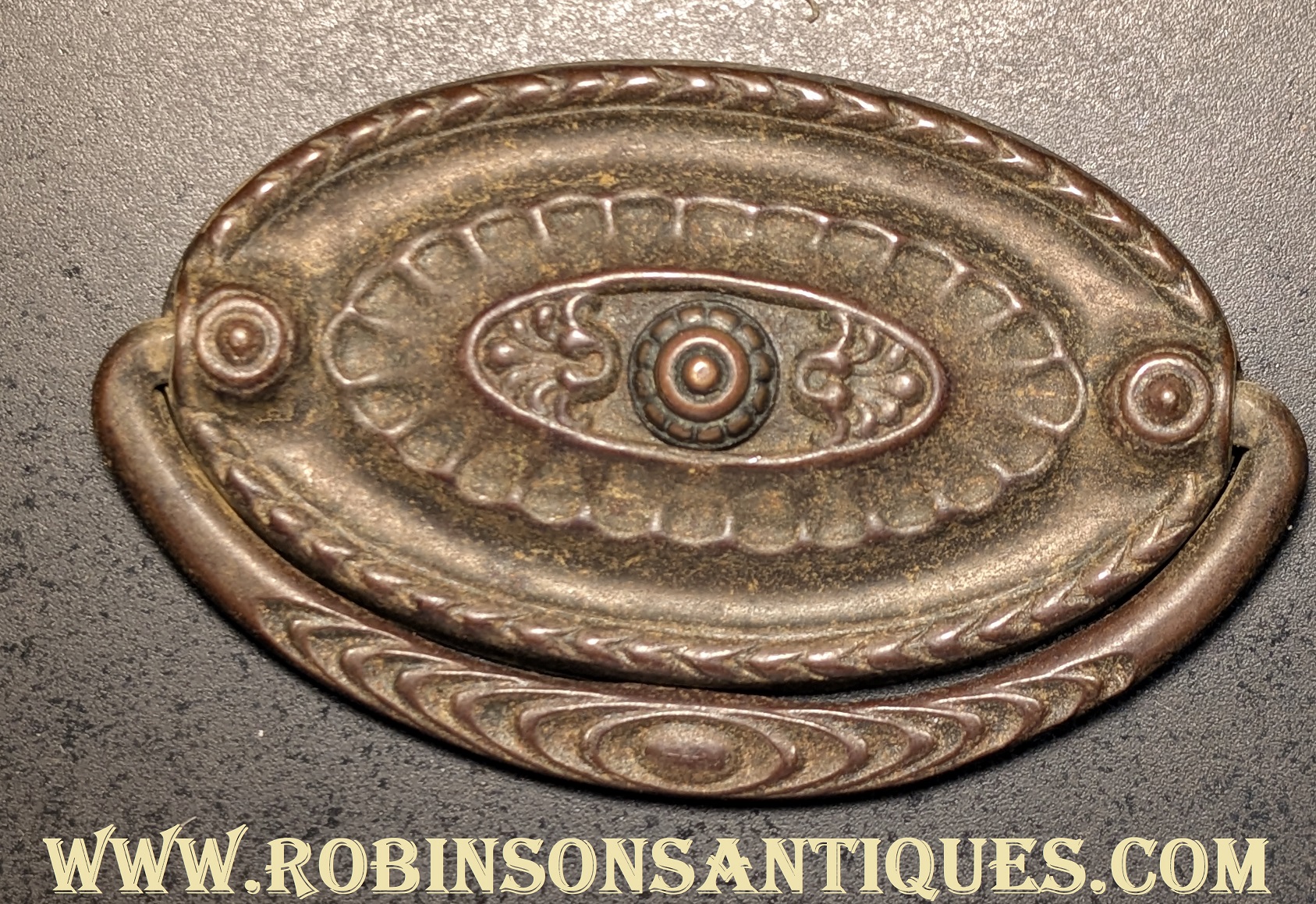 Antique Stamped Oval Single Post Drawer Pulls