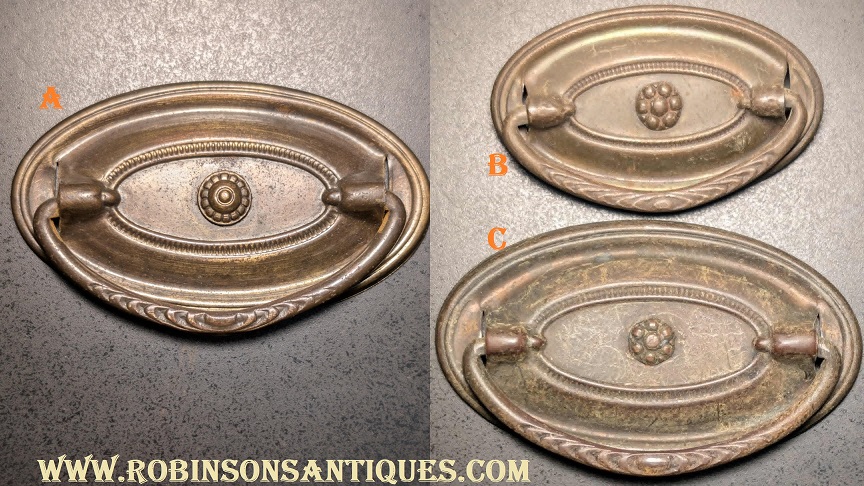 Antique Stamped Oval Single Post Drawer Pulls