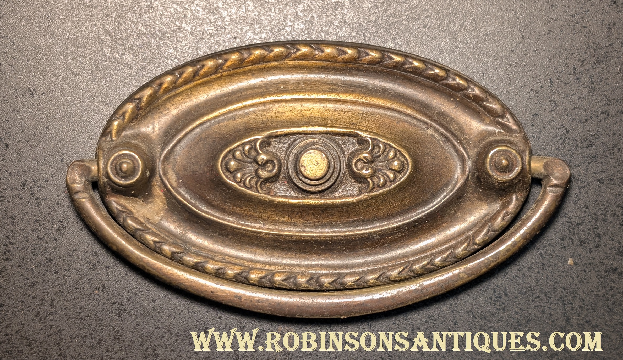 Antique Stamped Oval Single Post Drawer Pulls